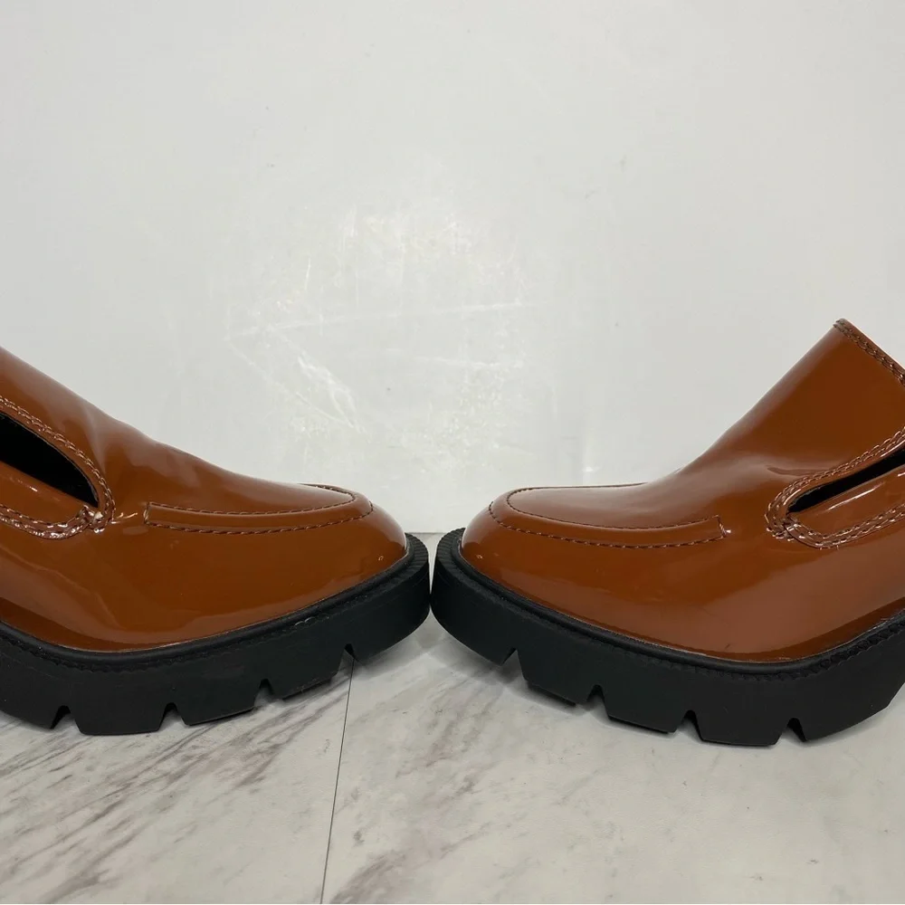 New! Blondo Josie Cognac Patent Heeled Loafer 11